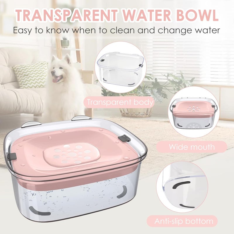 AONKEY 3L Dog Water Bowl No Spill, 101oz Large Spill Proof Dog Bowl Reduce Refill, Anti Splash No Mess Dispenser Dripless Slow Drinking Water Bowl for Sloppy Messy Drinkers (Pink) - Image 4